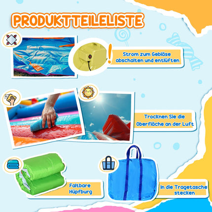 Château Gonflable Château De Jeu Avec Toboggan, Sac De Boxe, Anneau De Balle, Tunnel, Pistolet À Eau, Pour Enfants De 3 À 8 Ans, Parc Aquatique