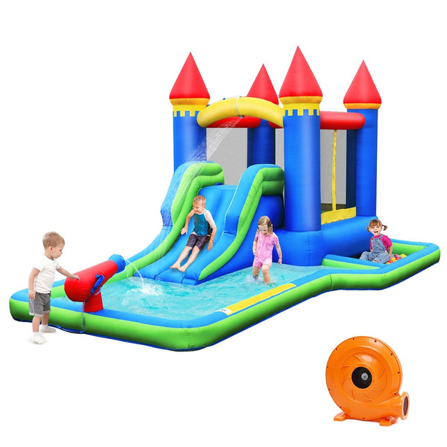 Aufblasbare Hüpfburg, Wasserrutschenpark mit Gebläse, hochwertiger Oxford-Stoff, 480 x 280 x 230 cm, bunt