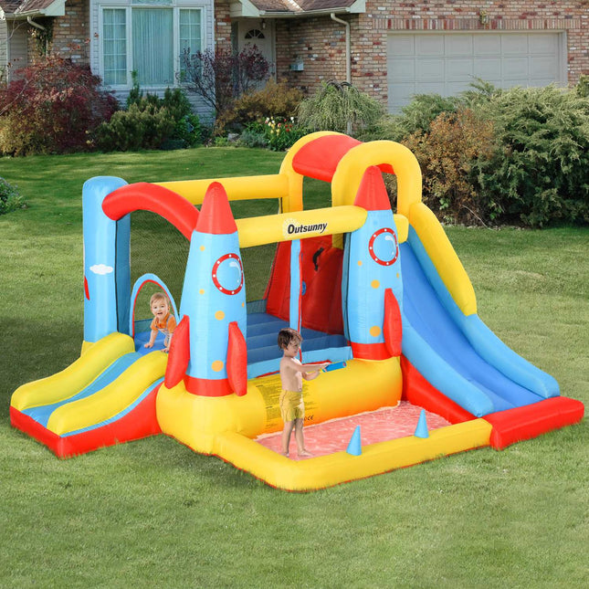 Château Gonflable Gonflable Avec Souffleur De Toboggan Pour 4 Enfants Château Sautant Xxl Pour 3-10 Ans Parc Aquatique 330 X 265 X 185 Cm