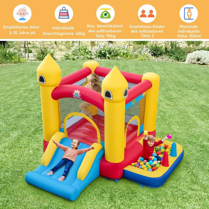 Château gonflable gonflable pour enfants avec toboggan, souffleur 480 W, balles océaniques et lancer d'anneaux