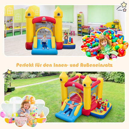 Château gonflable gonflable pour enfants avec toboggan, souffleur 480 W, balles océaniques et lancer d'anneaux