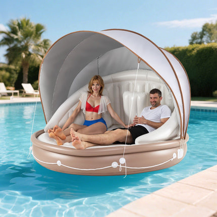 Matelas gonflable de piscine avec auvent, protection solaire SPF 50+, 200 kg