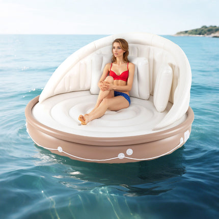 Matelas gonflable de piscine avec auvent, protection solaire SPF 50+, 200 kg