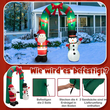Arche de Noël gonflable avec Père Noël et bonhomme de neige, 245 cm