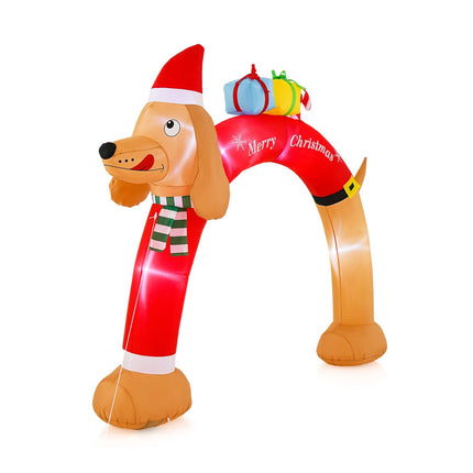 Arche gonflable de Noël en forme de teckel avec LED, 242 cm