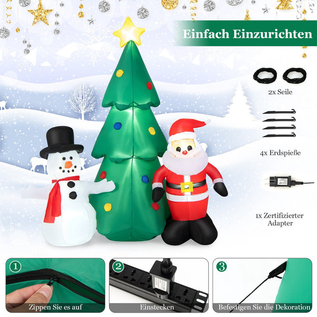 Aufblasbare Weihnachtsdekoration, 185 cm, LED-Weihnachtsmann-Set