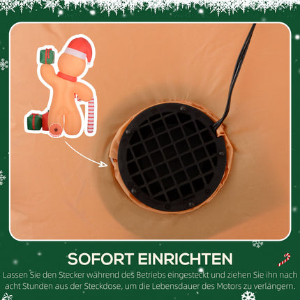Aufblasbare Lebkuchenmann-Dekoration mit LED-Beleuchtung, 2,45m