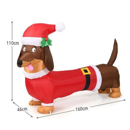 Aufblasbarer Weihnachts-Hund 160cm, selbstaufblasend mit Lichtern
