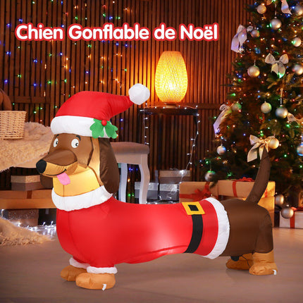 Aufblasbarer Weihnachts-Hund 160cm, selbstaufblasend mit Lichtern