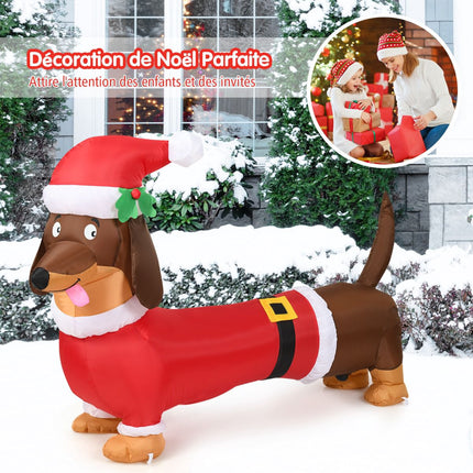 Aufblasbarer Weihnachts-Hund 160cm, selbstaufblasend mit Lichtern