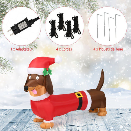 Aufblasbarer Weihnachts-Hund 160cm, selbstaufblasend mit Lichtern
