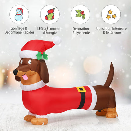 Aufblasbarer Weihnachts-Hund 160cm, selbstaufblasend mit Lichtern