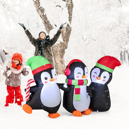 Famille de pingouins gonflable de Noël, lumières LED, 170 cm