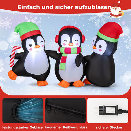 Famille de pingouins gonflable de Noël, lumières LED, 170 cm