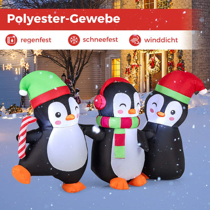 Famille de pingouins gonflable de Noël, lumières LED, 170 cm