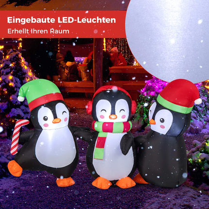 Famille de pingouins gonflable de Noël, lumières LED, 170 cm