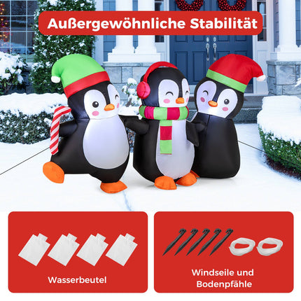 Famille de pingouins gonflable de Noël, lumières LED, 170 cm