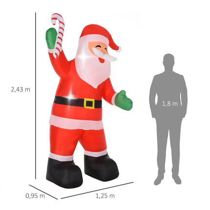 Père Noël gonflable avec lumières LED, 243 cm