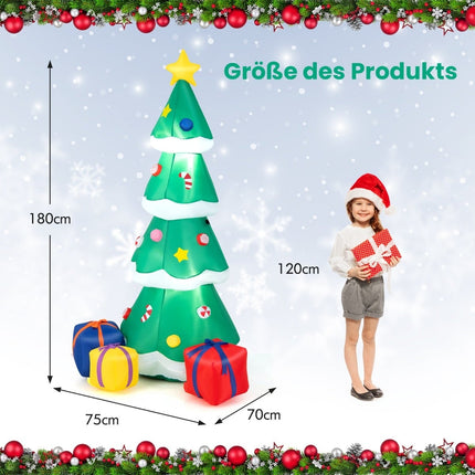 Sapin de Noël gonflable avec lumières LED, 180 cm