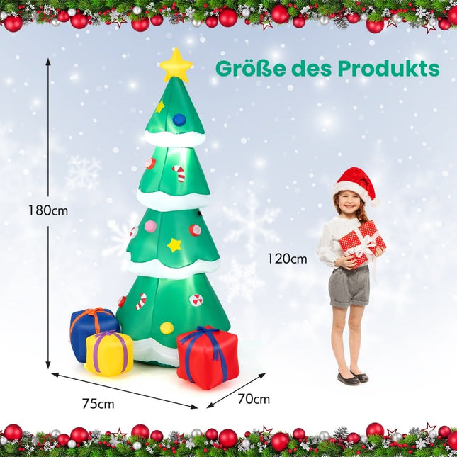 Sapin de Noël gonflable avec lumières LED, 180 cm