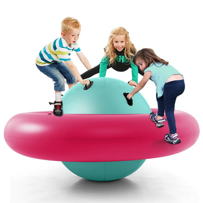 Balançoire gonflable à dôme pour enfants, 88 pouces, balançoire roulante pour enfants, rose + vert