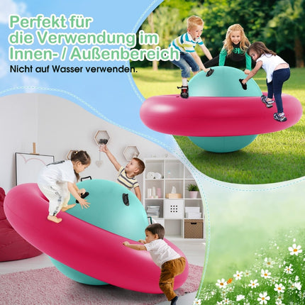 Balançoire gonflable à dôme pour enfants, 88 pouces, balançoire roulante pour enfants, rose + vert