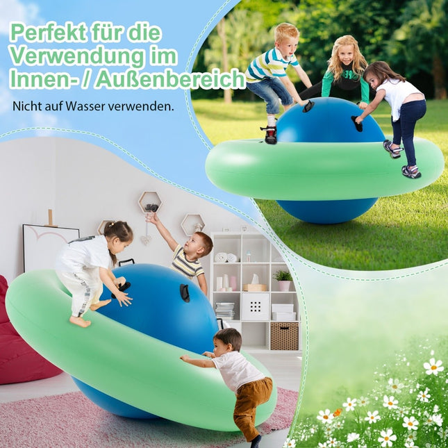 Balançoire à dôme gonflable pour enfants, balançoire roulante de 88 pouces, vert + bleu