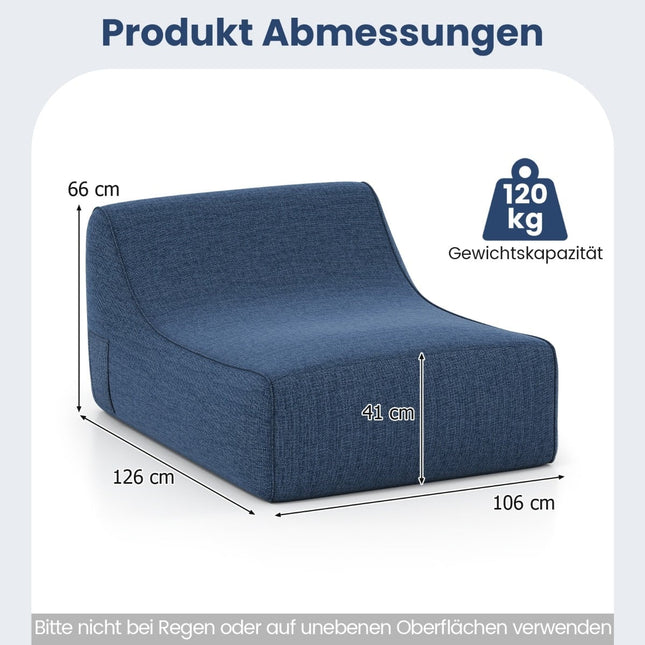 Fauteuil de salon ergonomique gonflable avec housse amovible, bleu