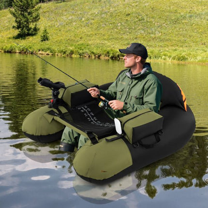 Aufblasbares Fischerboot mit Rutenhalter, Paddel, Flossen