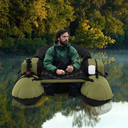 Aufblasbares Fischerboot mit Rutenhalter, Paddel, Flossen