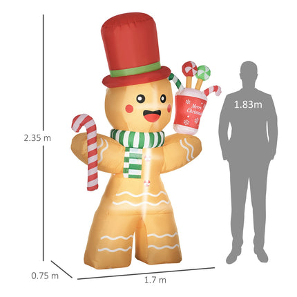 Aufblasbarer Lebkuchenmann mit LED-Lichtern, 235cm