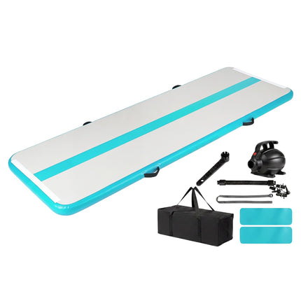 Tapis de gymnastique gonflable avec pompe électrique, vert