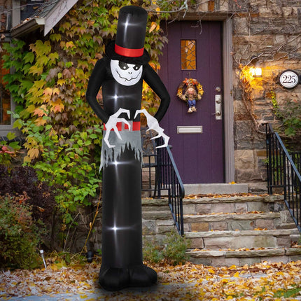 Fantôme gonflable d'Halloween avec chapeau, 5 lumières LED, 306 cm