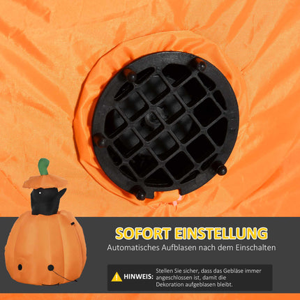 Citrouille gonflable d'Halloween avec chat et lumières LED, 76 x 64 x 115 cm