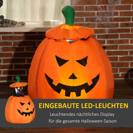Citrouille gonflable d'Halloween avec chat et lumières LED, 76 x 64 x 115 cm