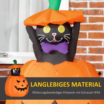 Citrouille gonflable d'Halloween avec chat et lumières LED, 76 x 64 x 115 cm