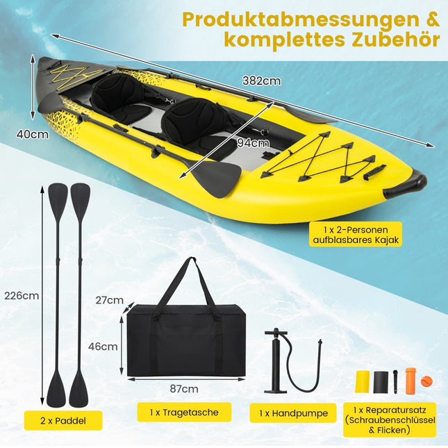 Aufblasbares Kajak-Set mit Aluminiumpaddeln und EVA-Sitzen