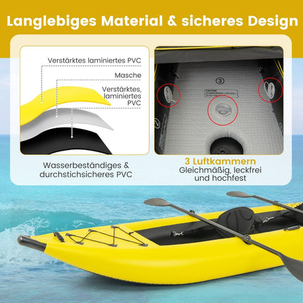 Ensemble de kayak gonflable avec rames en aluminium et sièges en EVA
