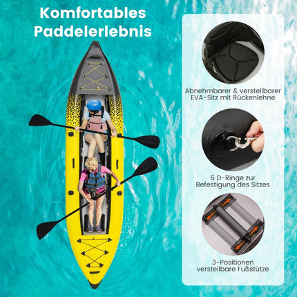 Ensemble de kayak gonflable avec rames en aluminium et sièges en EVA
