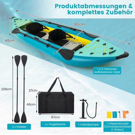 Ensemble de kayak gonflable avec pagaies en aluminium et sièges en EVA