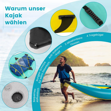 Ensemble de kayak gonflable avec pagaies en aluminium et sièges en EVA