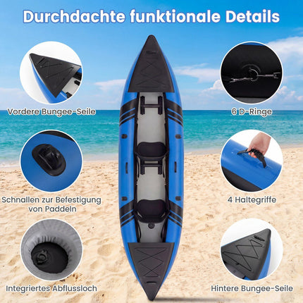 Ensemble de kayak gonflable avec pagaies en aluminium et sièges en EVA