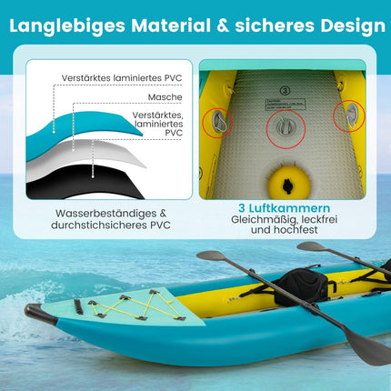 Ensemble de kayak gonflable avec pagaies en aluminium et sièges en EVA