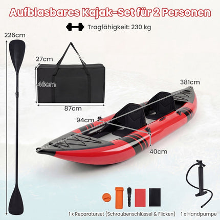 Ensemble de kayak gonflable avec pagaies en aluminium et sièges en EVA