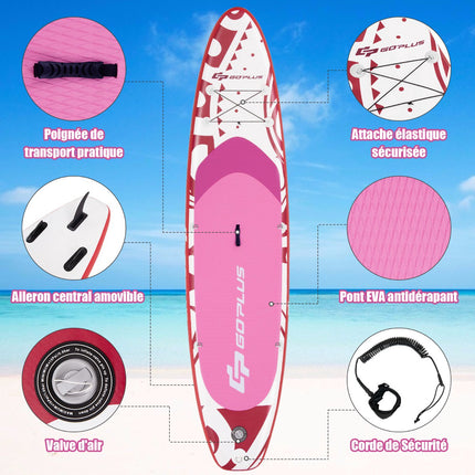 Aufblasbares Paddle Board 325x76x16cm Set, Pink