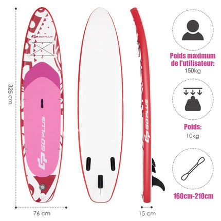 Aufblasbares Paddle Board 325x76x16cm Set, Pink