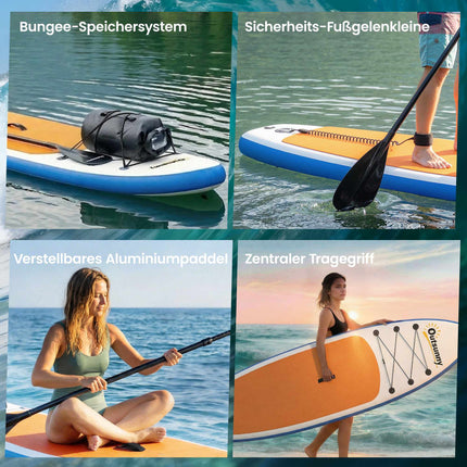Aufblasbares SUP Board Set mit Paddel, Finne und Rucksack