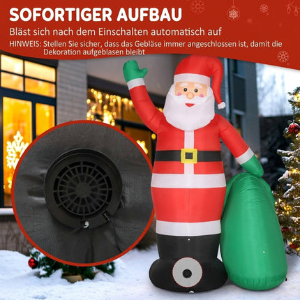 Inflatable Santa 275 cm with Sack and Bear, 5 LED Lights, IP44, Self-Inflating