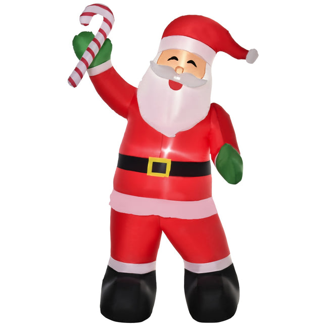 Aufblasbarer Weihnachtsmann mit Zuckerstange LED, 250 cm