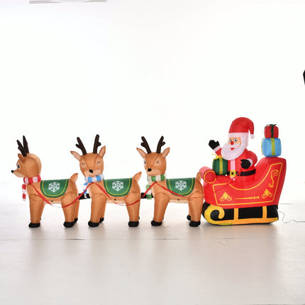 Inflatable Santa Sleigh with 3 Reindeer and LED Lights, 319 cm, Incl. Blower